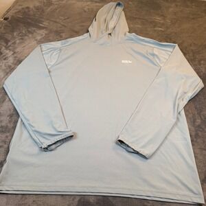 Eddie Bauer Solarfoil Hoodie Mens Large Light Blue Grey Performance Sun Shirt L